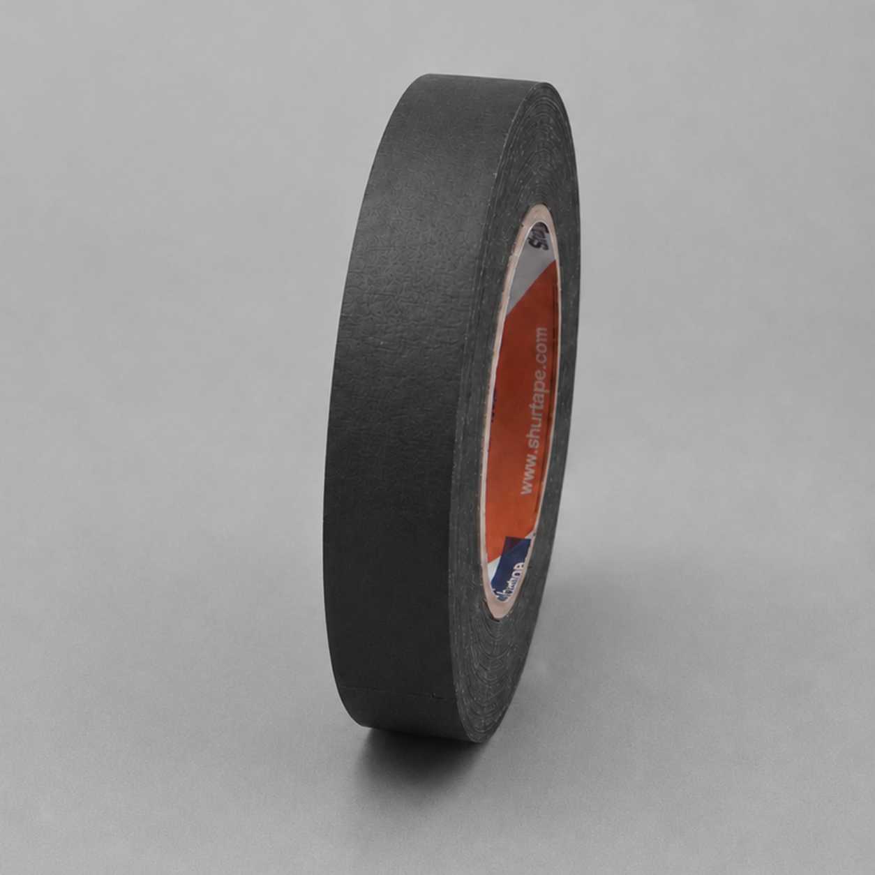 Schwarzes Shurtape CP743 Klebeband aus Papier, 25 mm breit, von Setbedarf, gut sichtbar auf dem Bild.